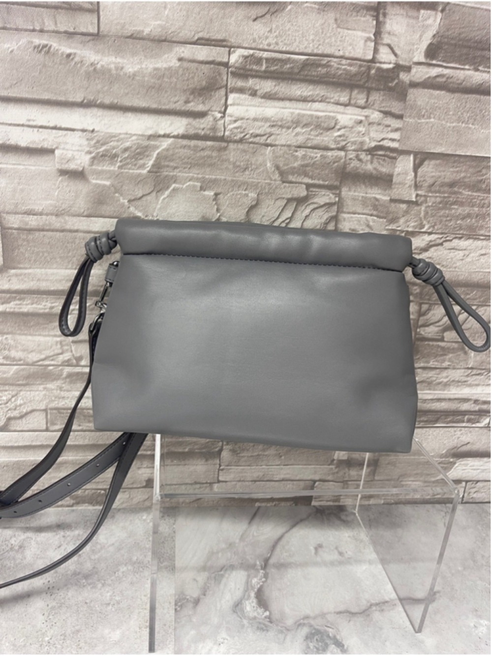 Michael Kors Lina XS Drawstring Crossbody Soft Plush Leather Heather Gray Set - Picture 6 of 16
